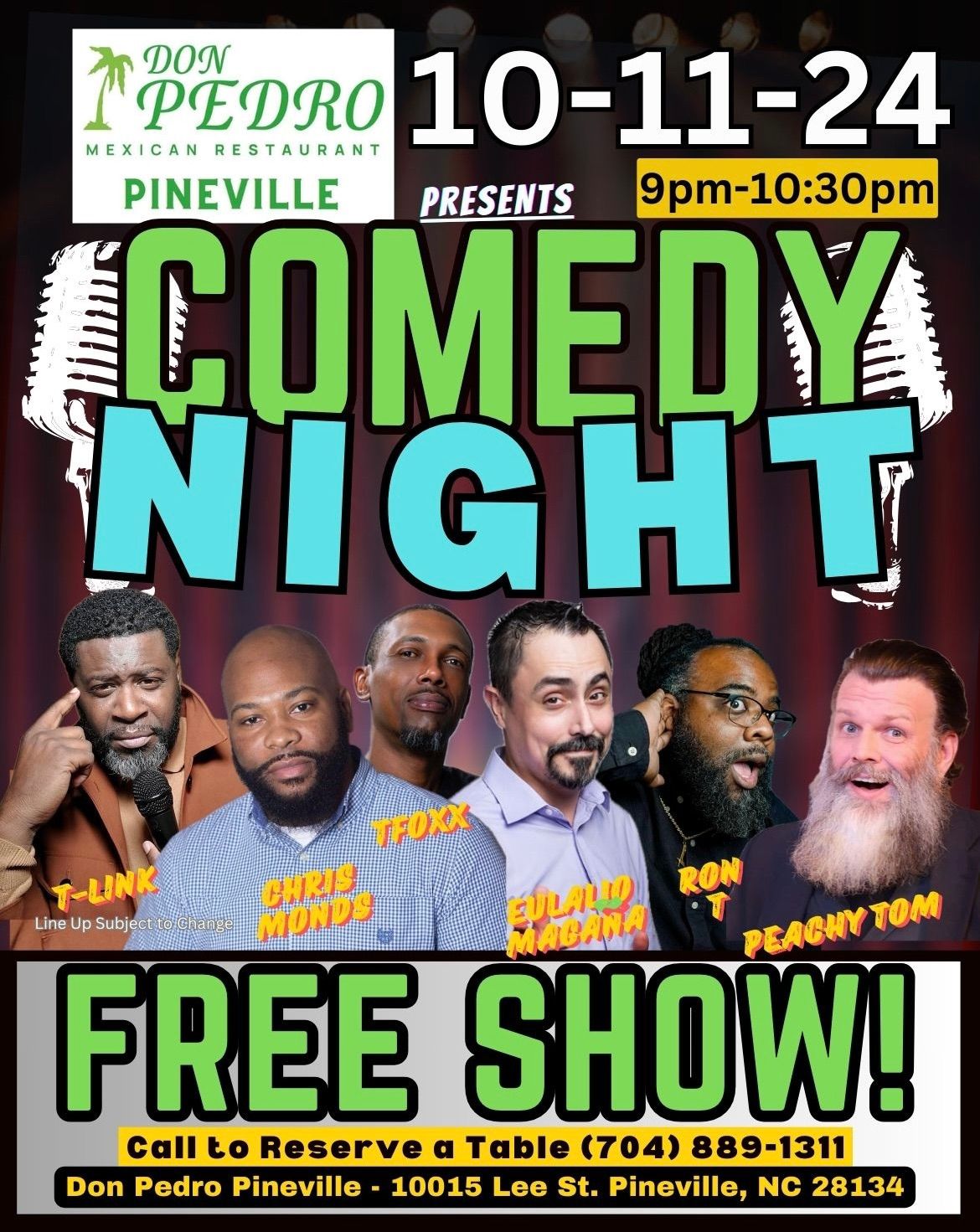 FREE Comedy Show at Don Pedro Pineville NC