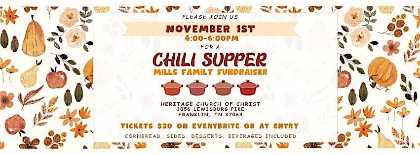 Chili Supper: Mills Family Fundraiser
