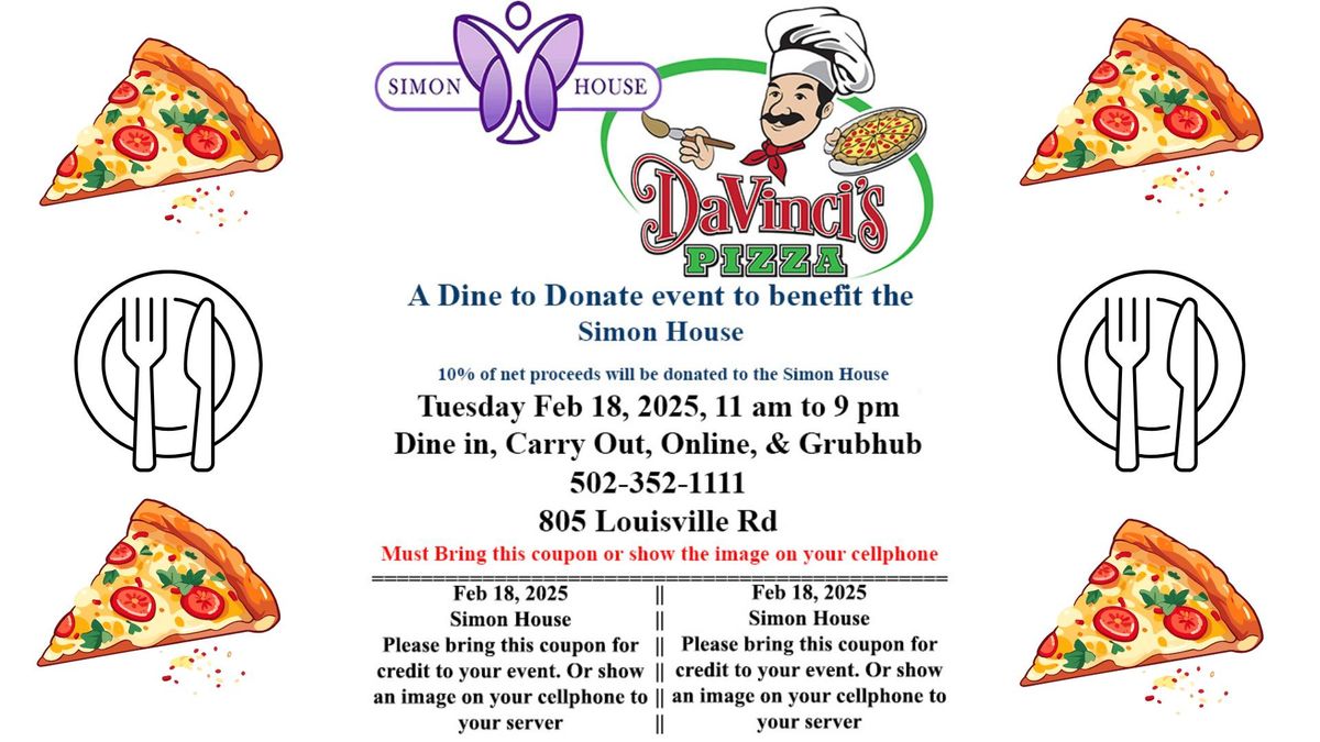 DaVinci\u2019s Dine to Donate benefiting Simon House