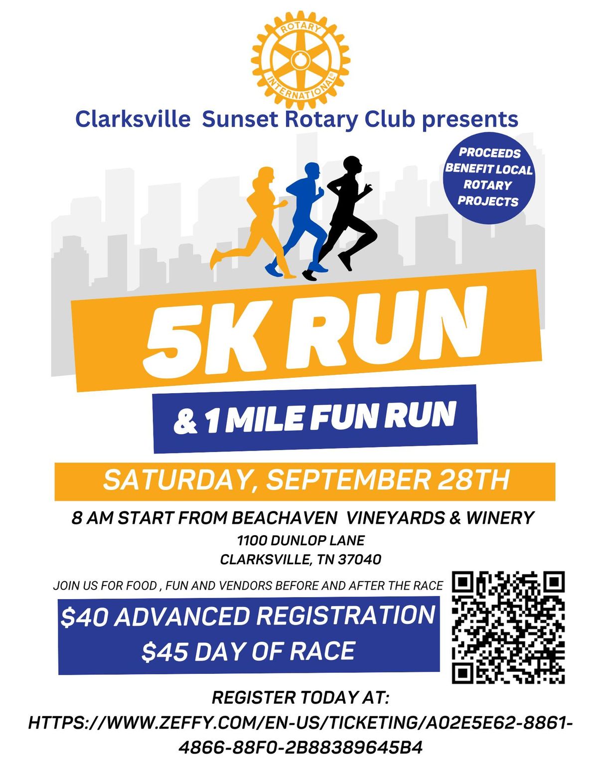 The First Annual Clarksville Sunset Rotary 5k and Fun Run