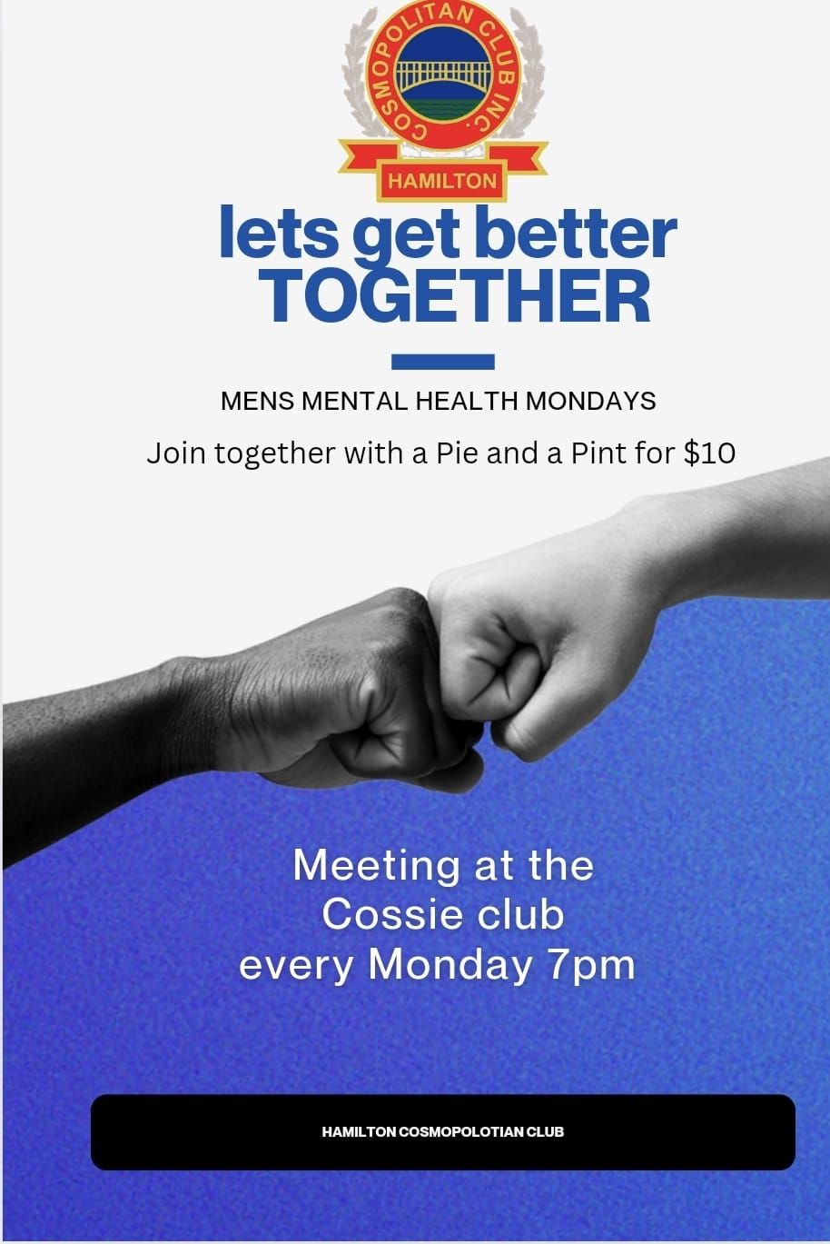 Mens mental health Mondays Mondays at the Cossie club 