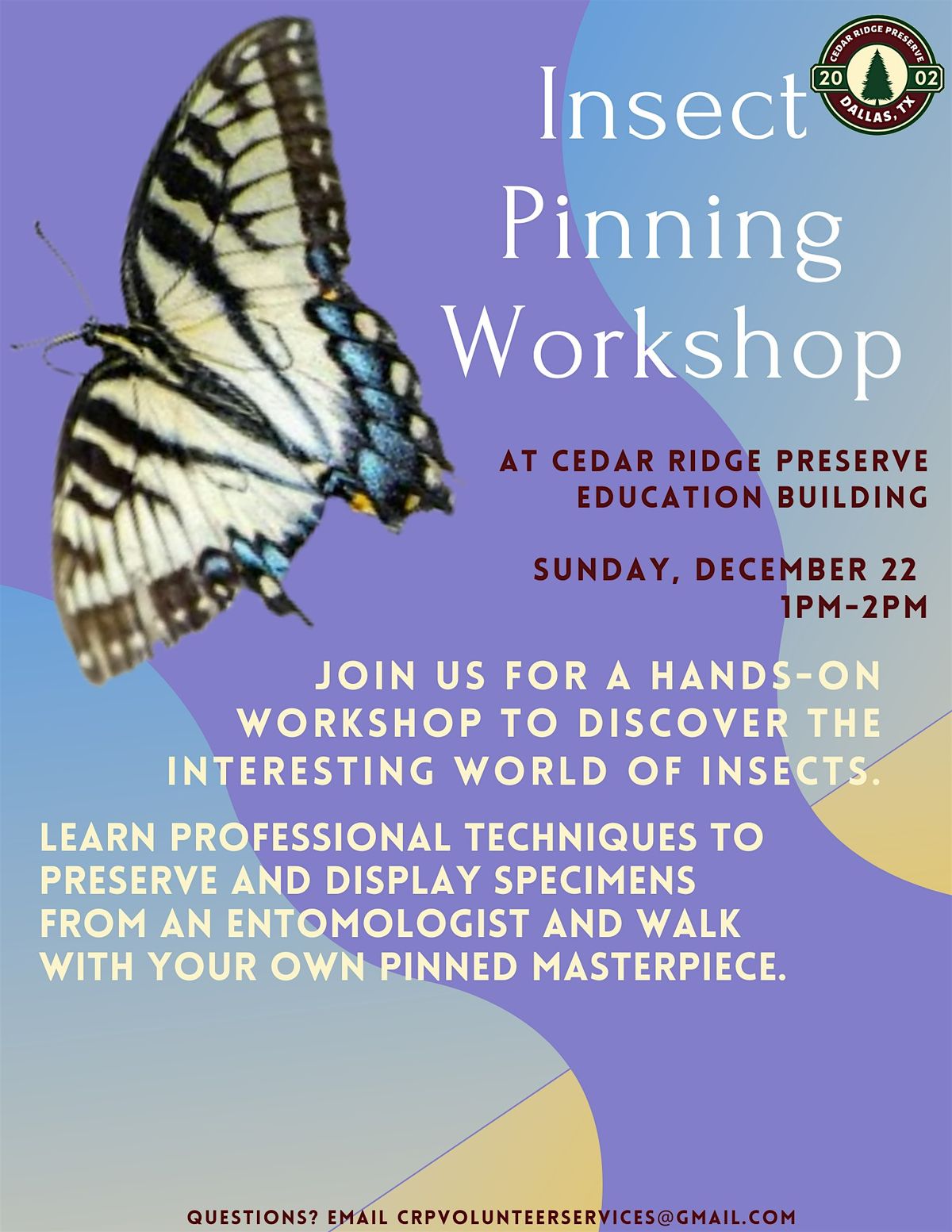 Insect Pinning Workshop at Cedar Ridge Preserve