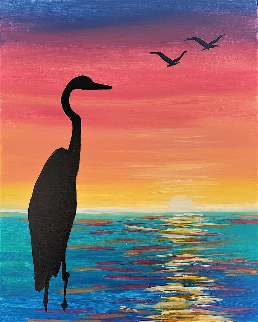 Stress-free Paint Event - Heron at Sunset - St. Charles, IL