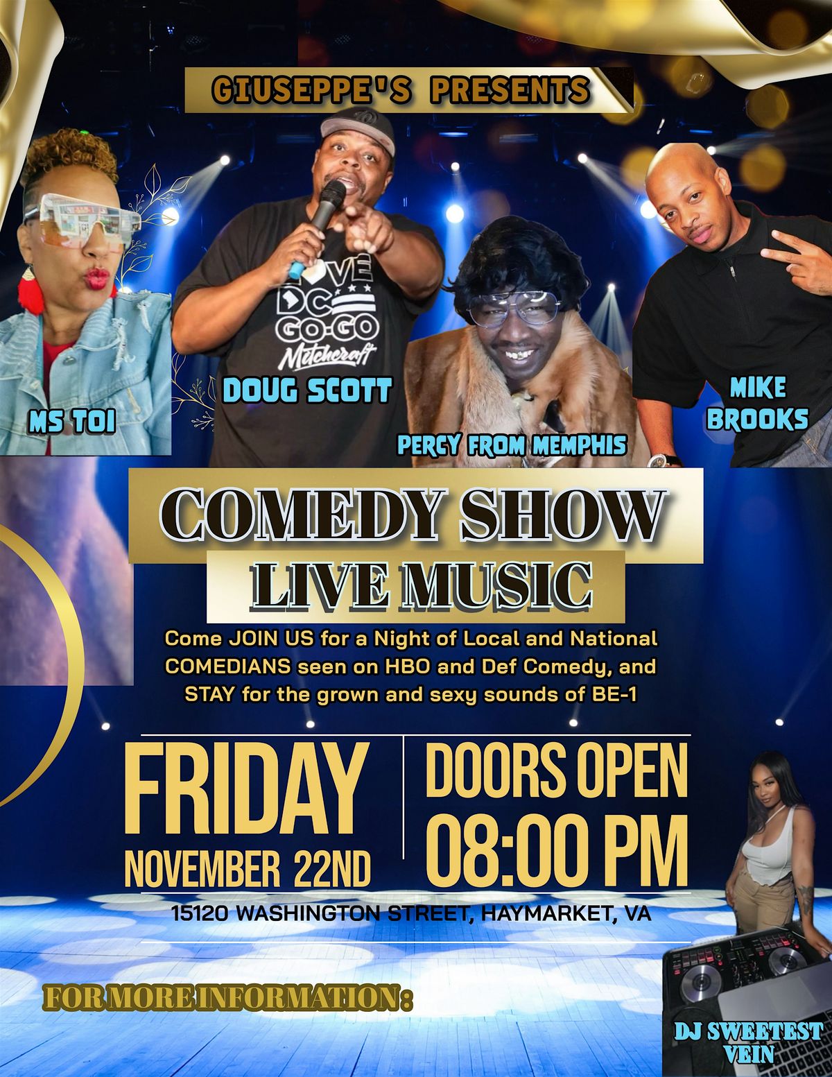 G\u2019s Comedy Show and Live Music