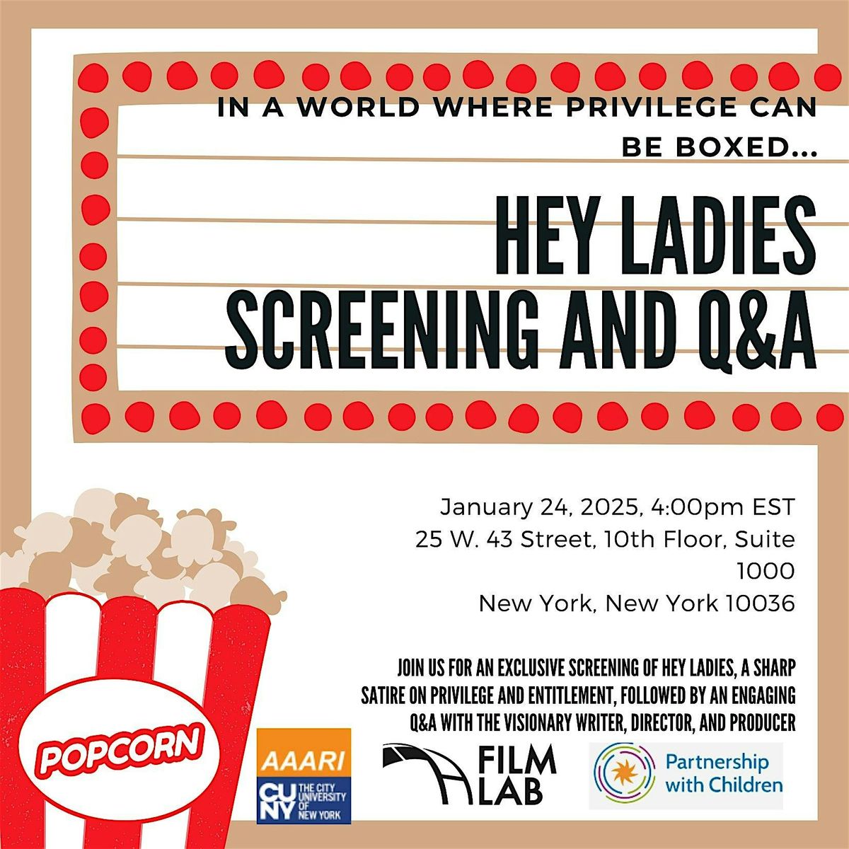 Exclusive Screening of \u201cHey Ladies\u201d, Followed by a  Q&A