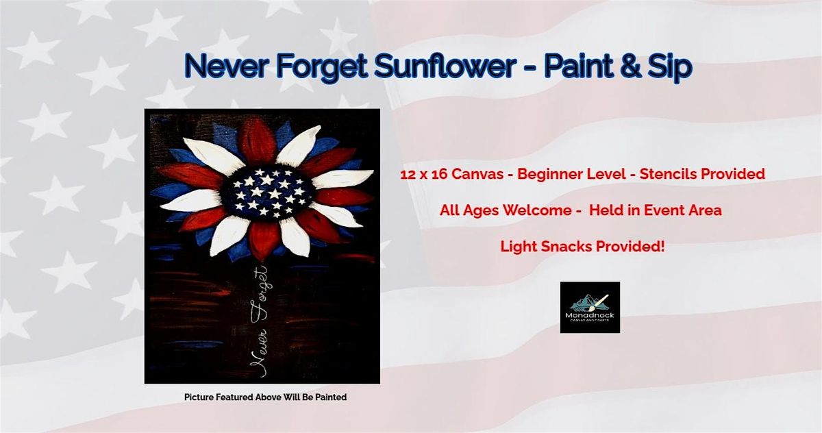 Never Forget Sunflower, Paint & Sip - Jaffrey Legion $35