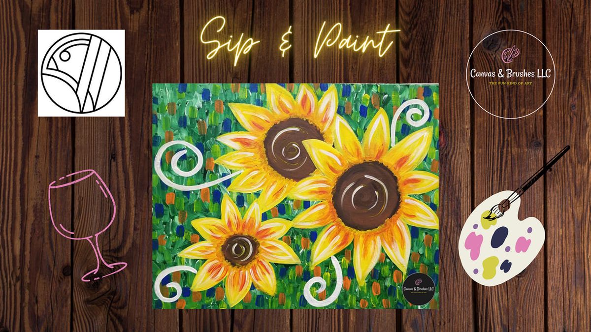 Abstract Sunflower Sip & Paint