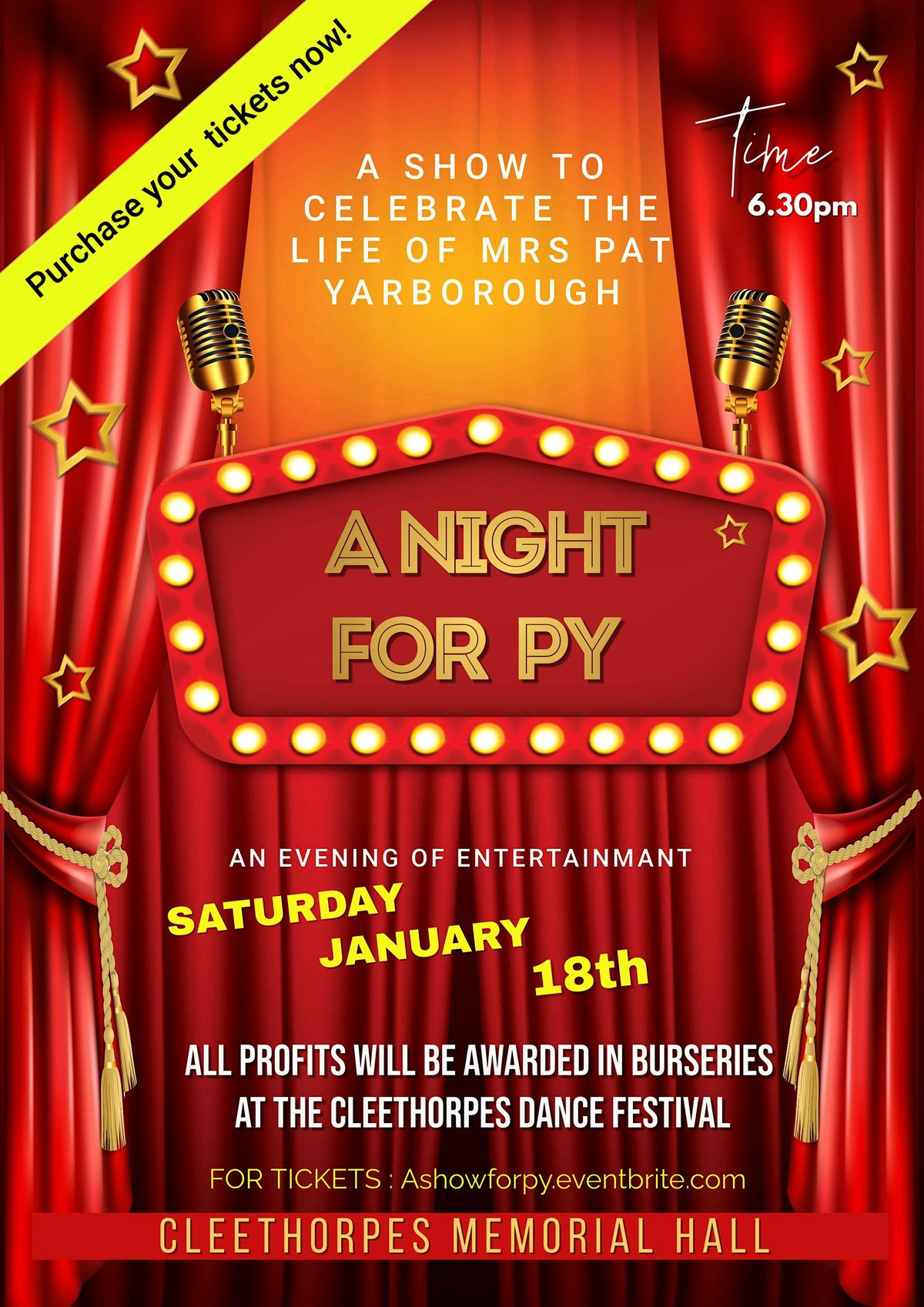 A NIGHT FOR PY - A celebration show for the wonderful Pat Yarborough.