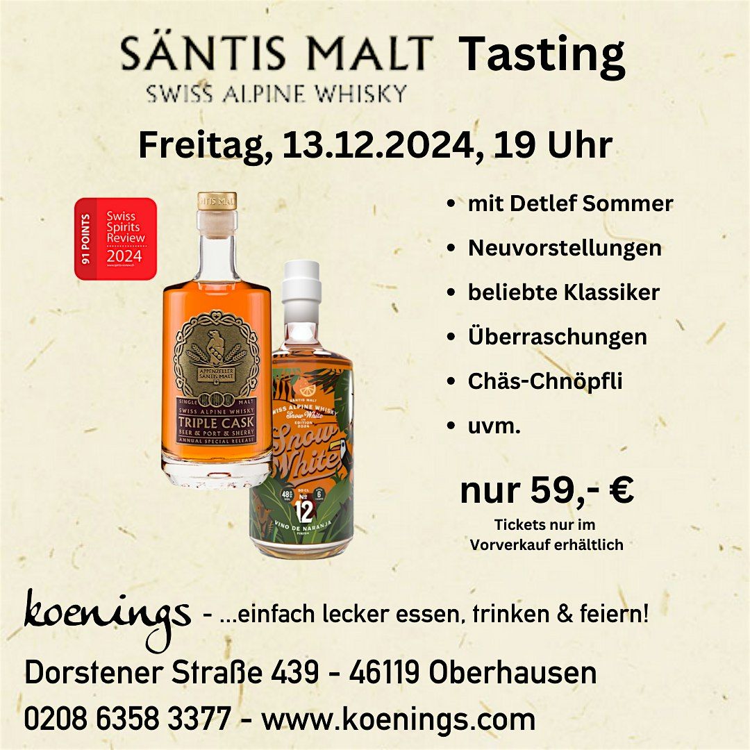 S\u00e4ntis Malt - Weihnachtstasting, Freitag, 13.12.2024, 19 Uhr