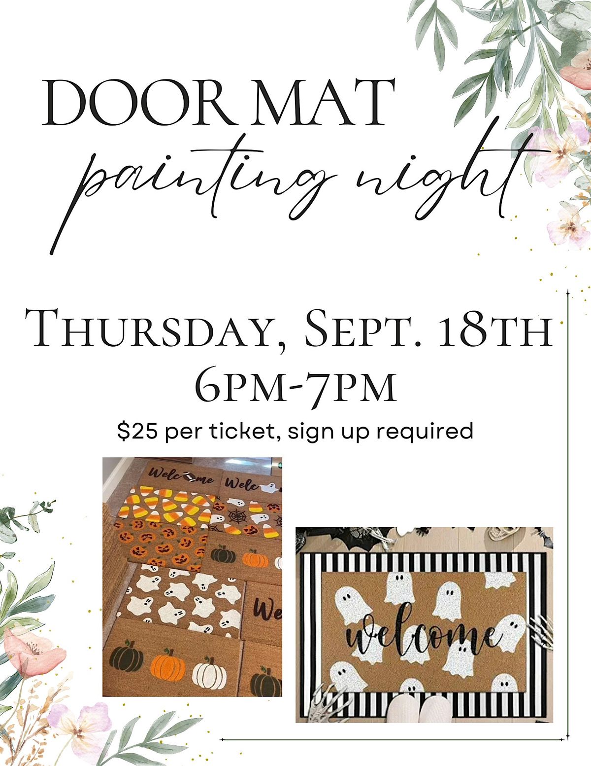 Fall Door Mat Painting Night