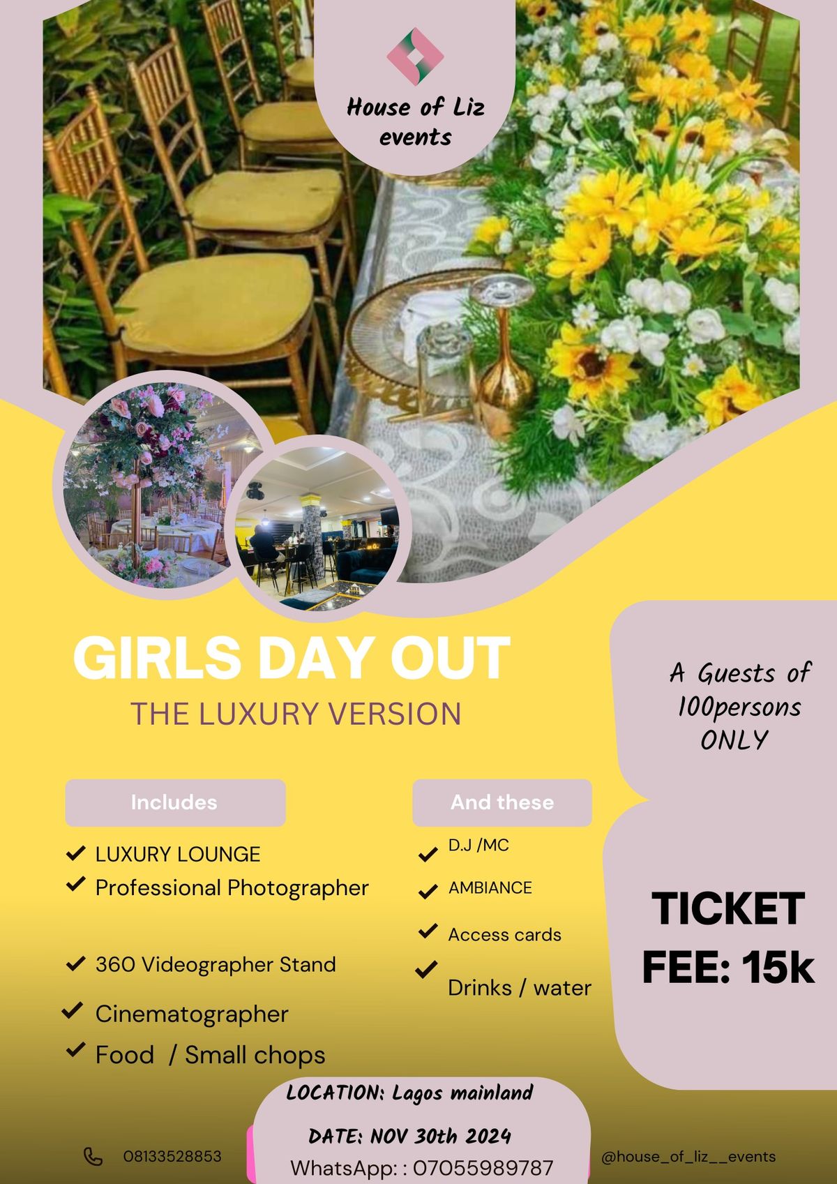 House of Liz events. Girls day out 3.0 the luxury version