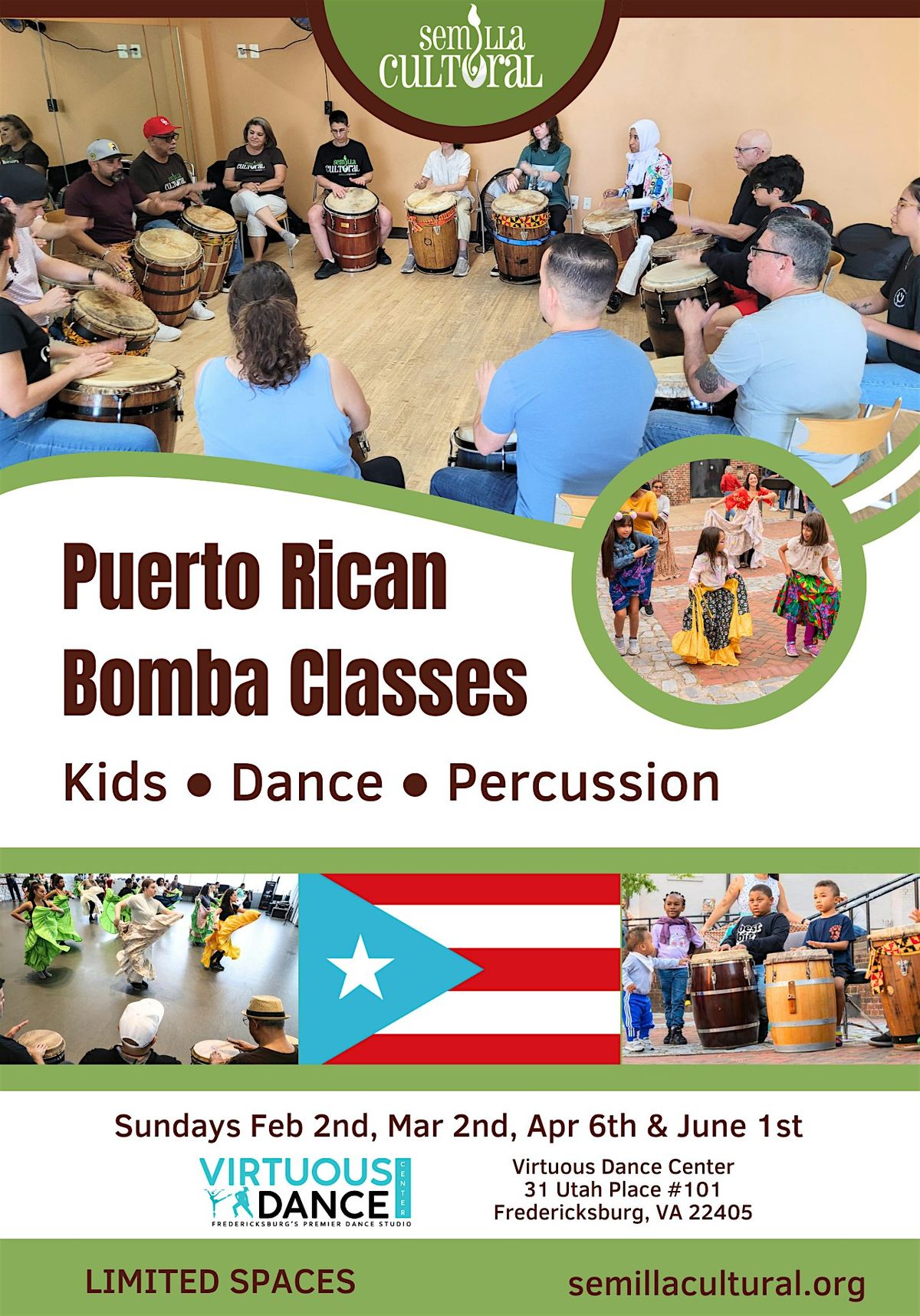 Puerto Rican Bomba Percussion Classes: Fredericksburg