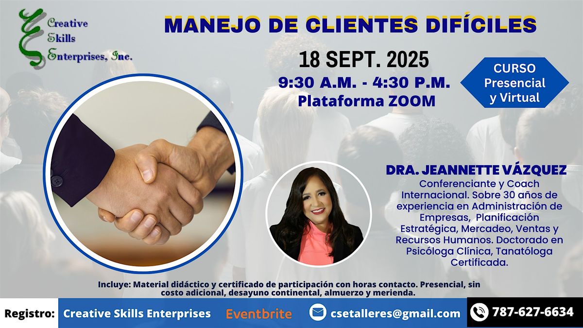 18 Sept. Curso: Manejo de clientes dif\u00edciles