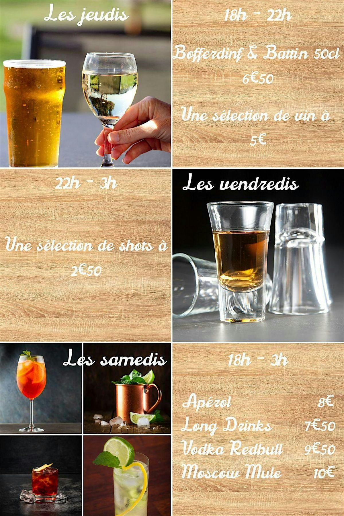 Les Samedis, Happy Hour de 18h \u00e0 3h !
