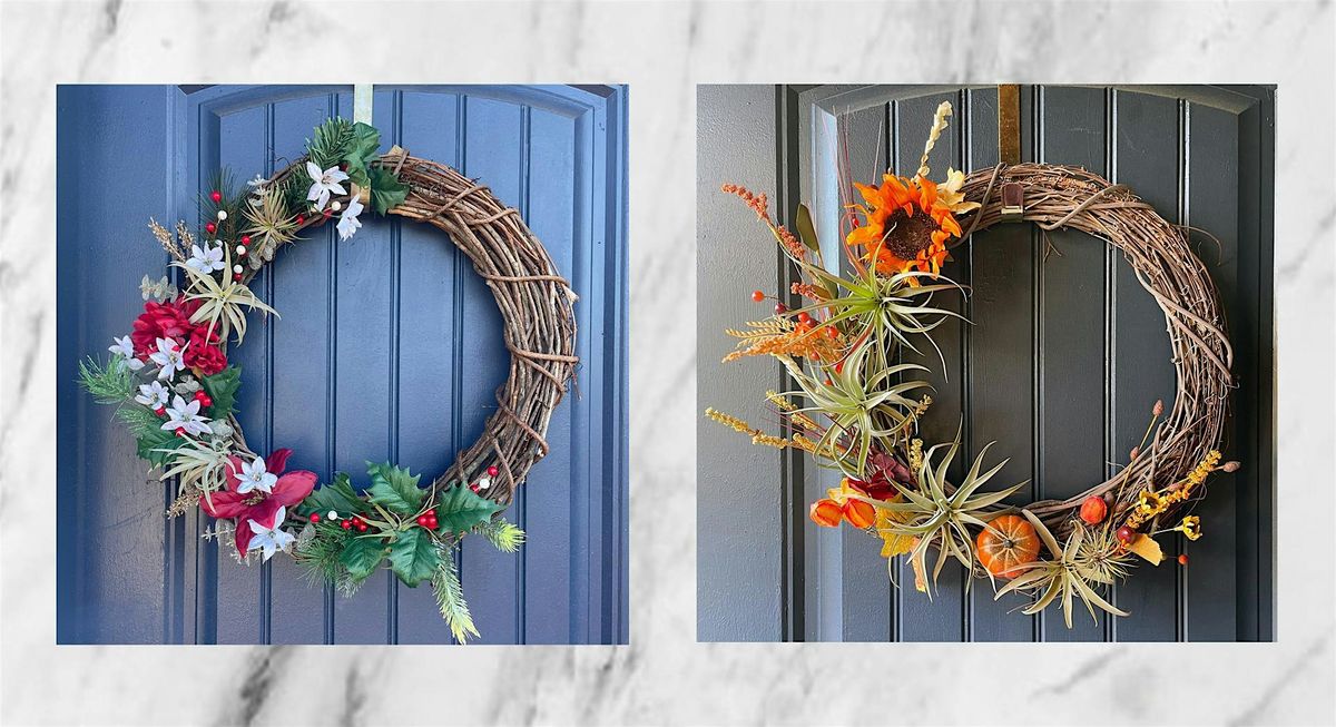 Patchwork Fall OR Holiday Air Plant Wreaths Craft Workshop