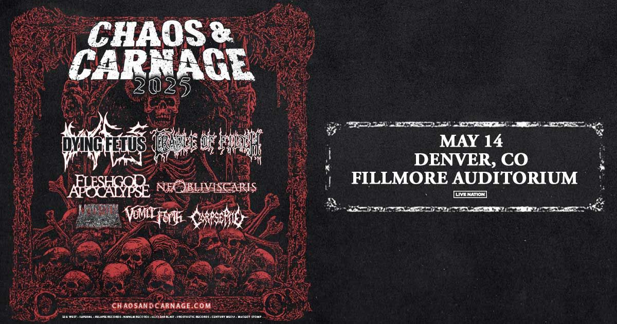 Chaos & Carnage 2025: Dying Fetus & Cradle of Filth plus Special Guests