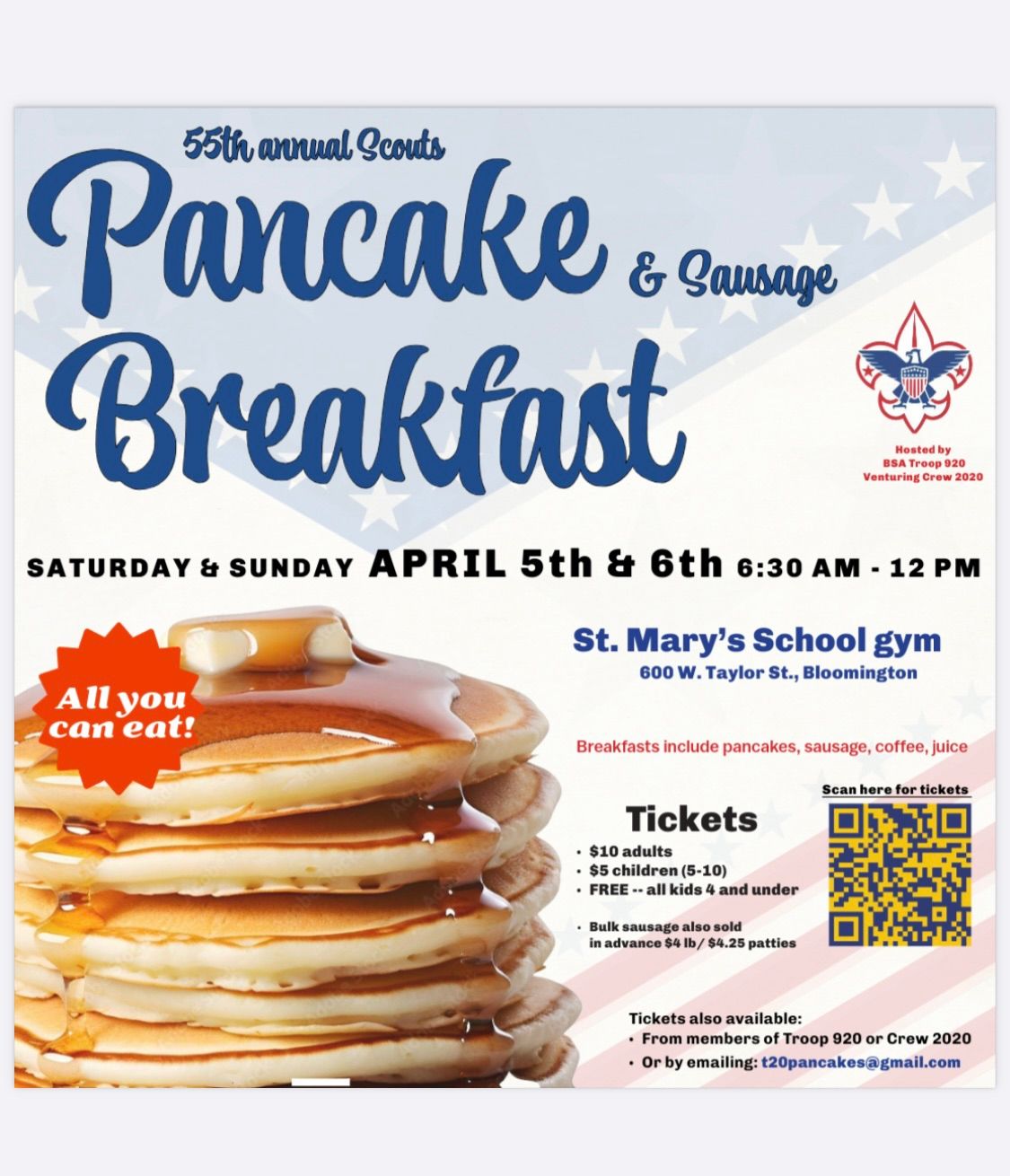 55th Annual Scouts\u2019 Pancake & Sausage Breakfast