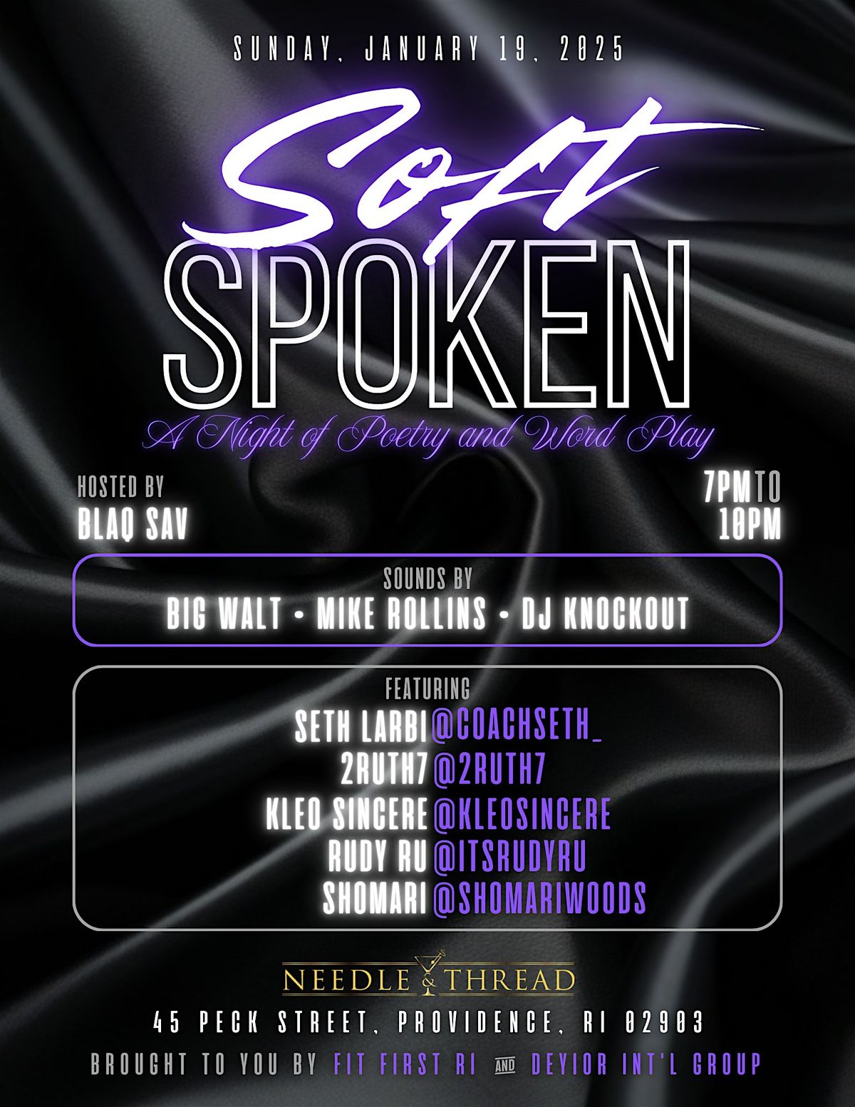 SOFT SPOKEN : A NIGHT OF POETRY & WORD PLAY