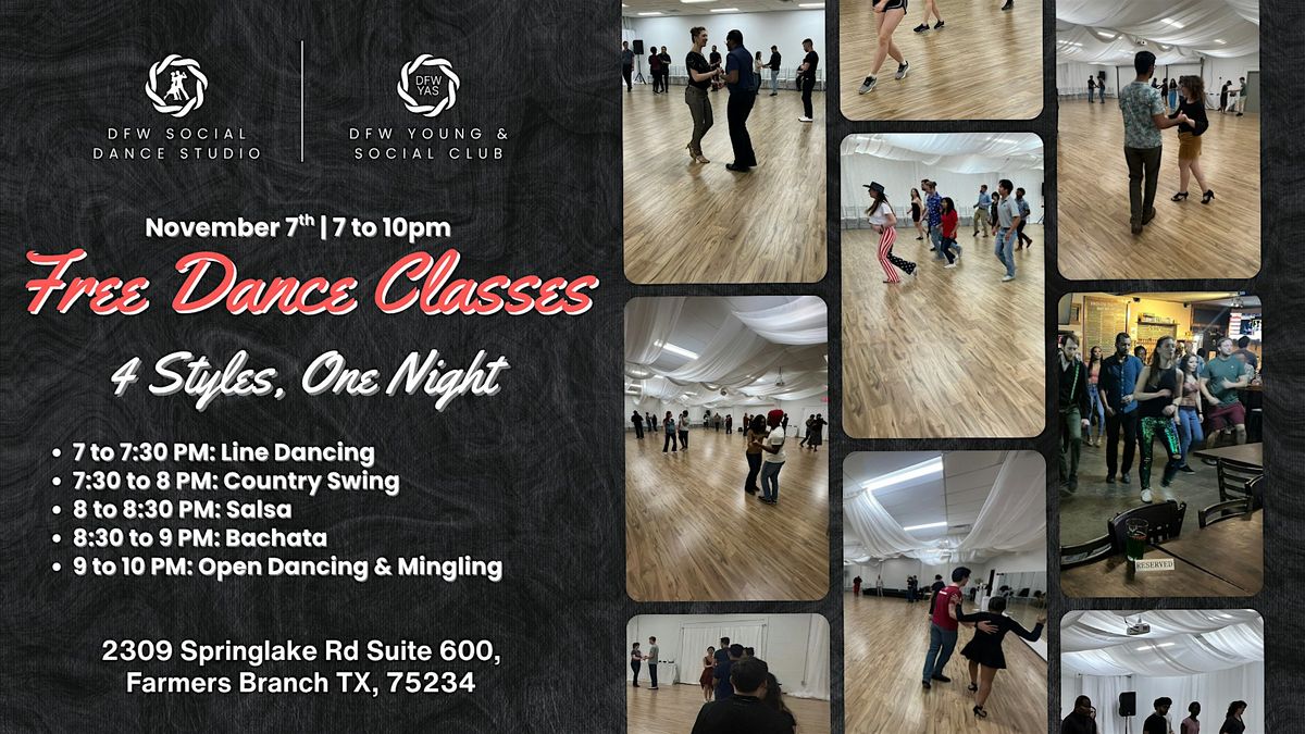 Free Dance Class Sampler Night: 4 Styles in One Evening