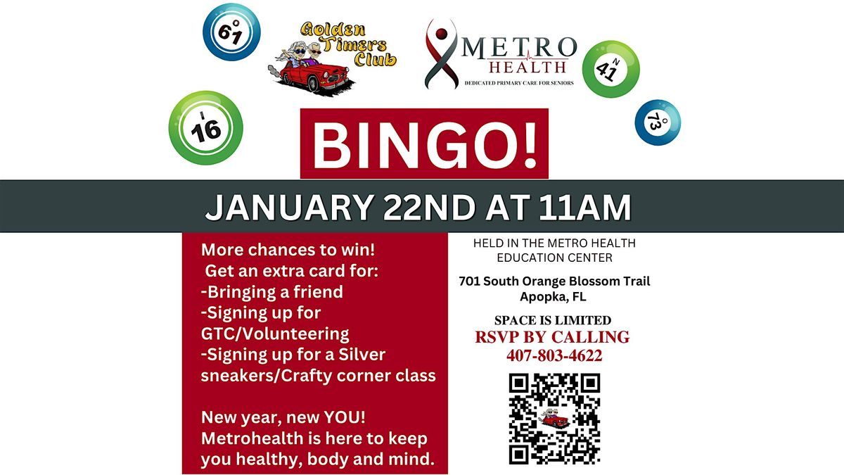 Free Bingo for seniors 65+! at Metro Health of Apopka