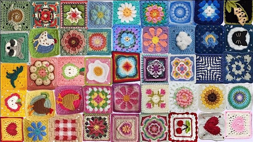 Charity crochet granny square blankets workshop