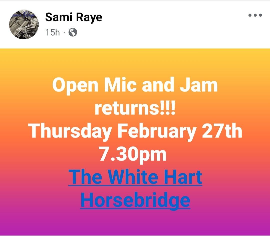 Open Mic Night - with Sami Raye from 7.30pm