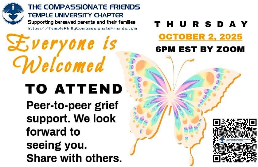 1ST THURSDAY MONTHLY GRIEF SUPPORT FREE BY ZOOM 6:00PM EST