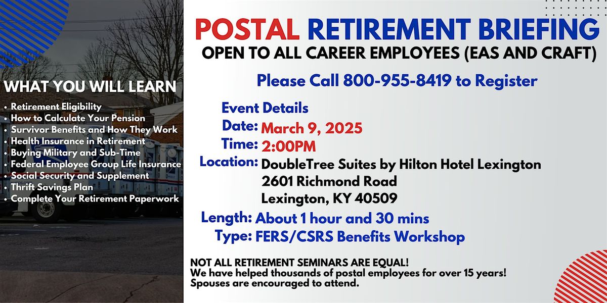 Postal Retirement Seminar Lexington KY - 03\/09\/2025