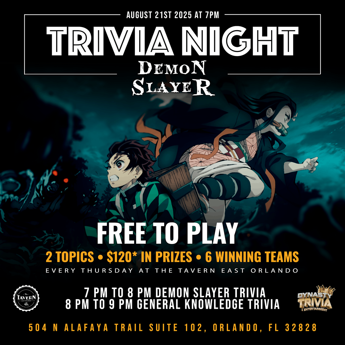 DEMON SLAYER TRIVIA NIGHT \u2013 UCF\/ EAST ORLANDO
