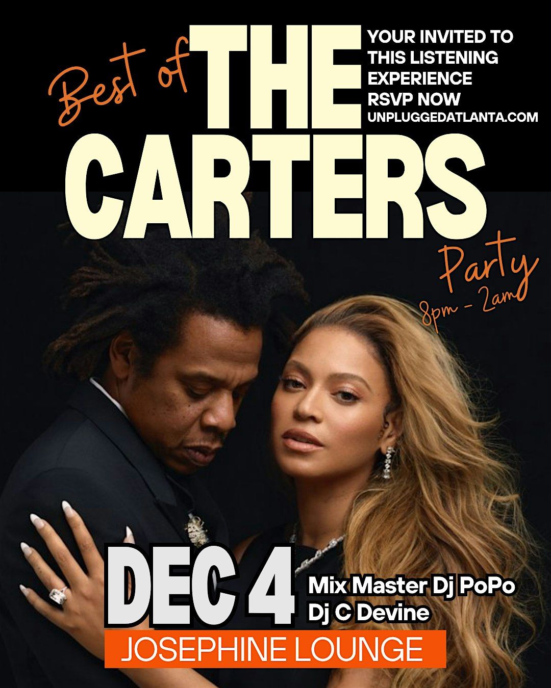 THE CARTERS: THE BEST OF JAY Z & BEYONCE LISTENING PARTY THUR DEC 4