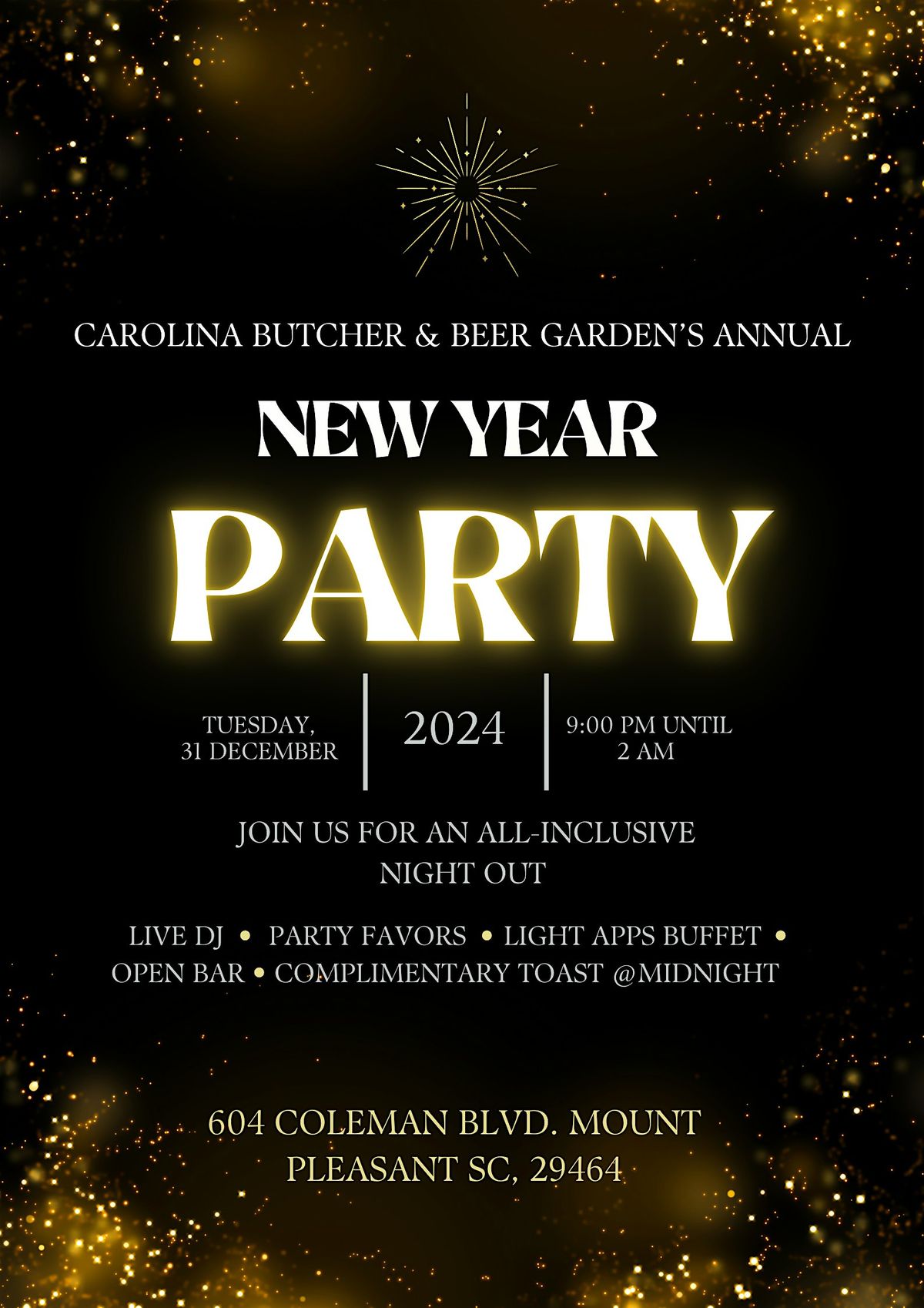 New Year Bash @ Carolina Butcher & Beer Garden - MTP