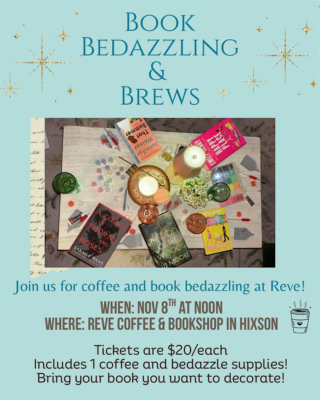 Book Bedazzling and Brews