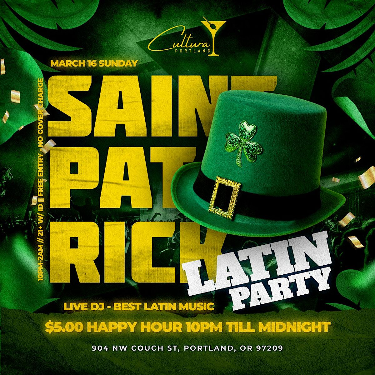 St. Patrick Latin Party @ Cultura Portland 21+