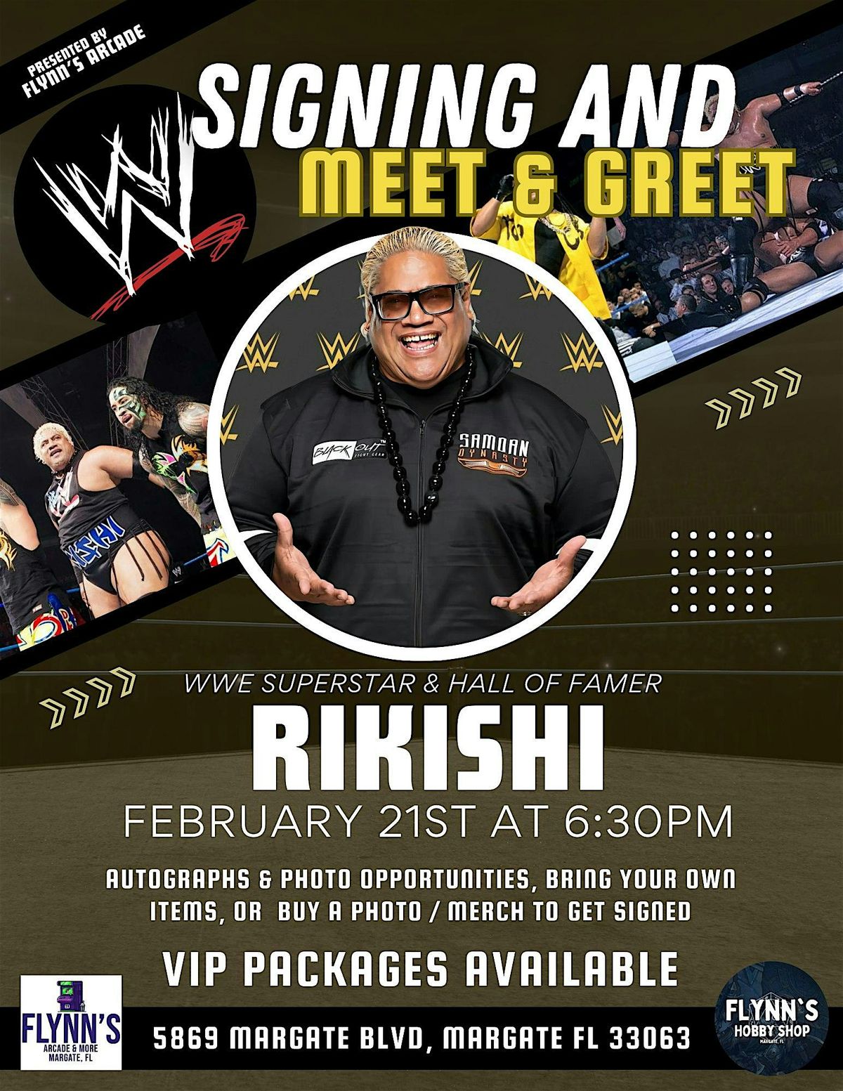 Meet & Greet \/ Signing with WWE Hall of Famer Rikishi @ Flynn's Arcade