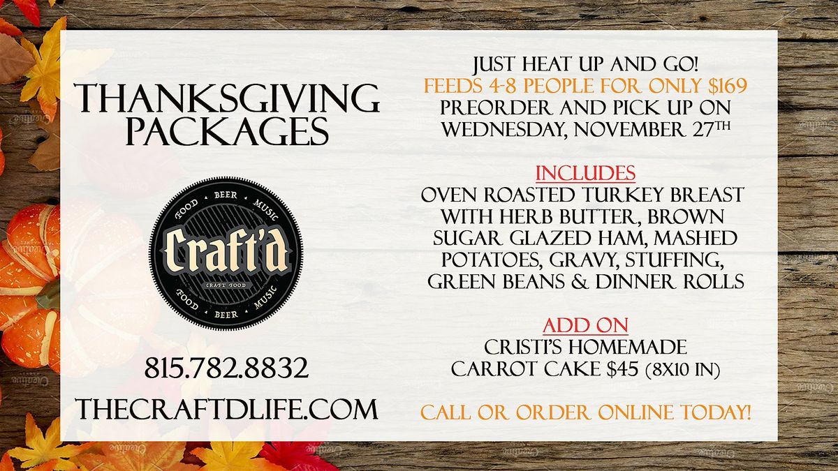 Craft'd Plainfield Thanksgiving To-Go Package