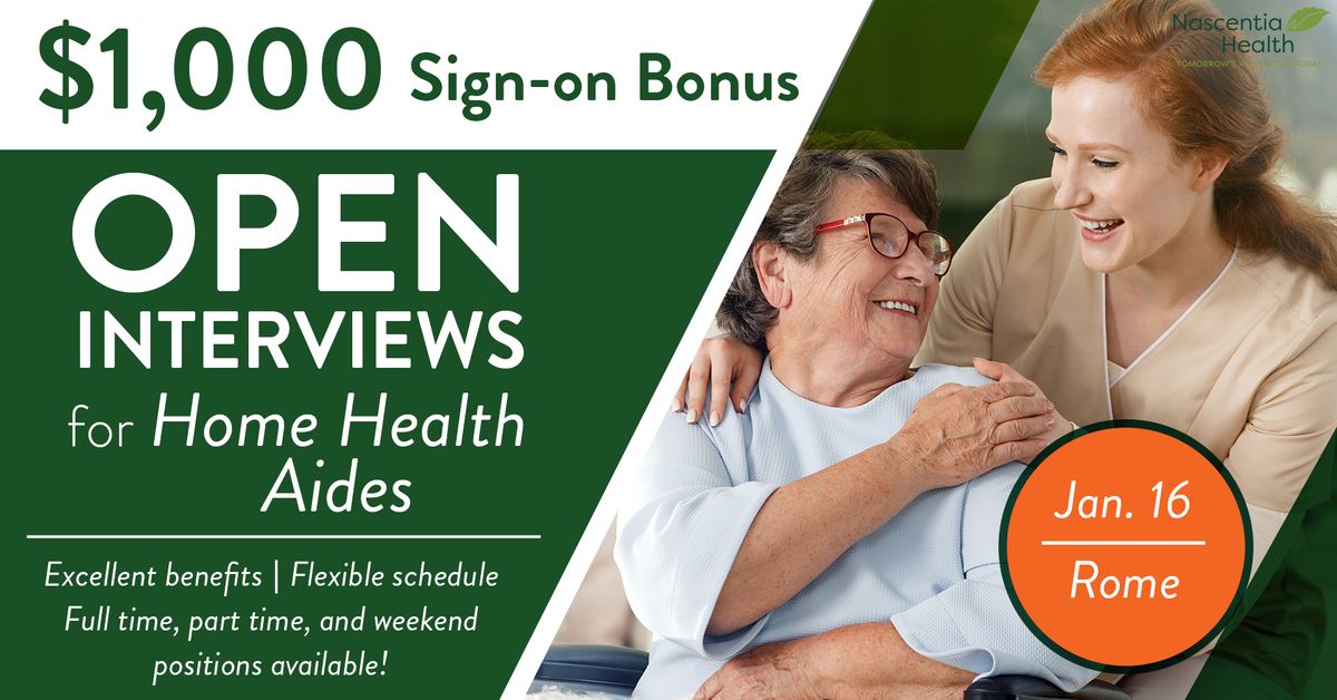 ROME- Open Interviews for Home Health Aides