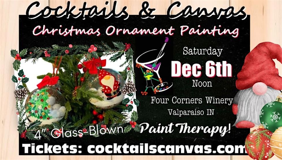 4" Glass Blown Christmas Ornament Festive Paint and Sip Art Event