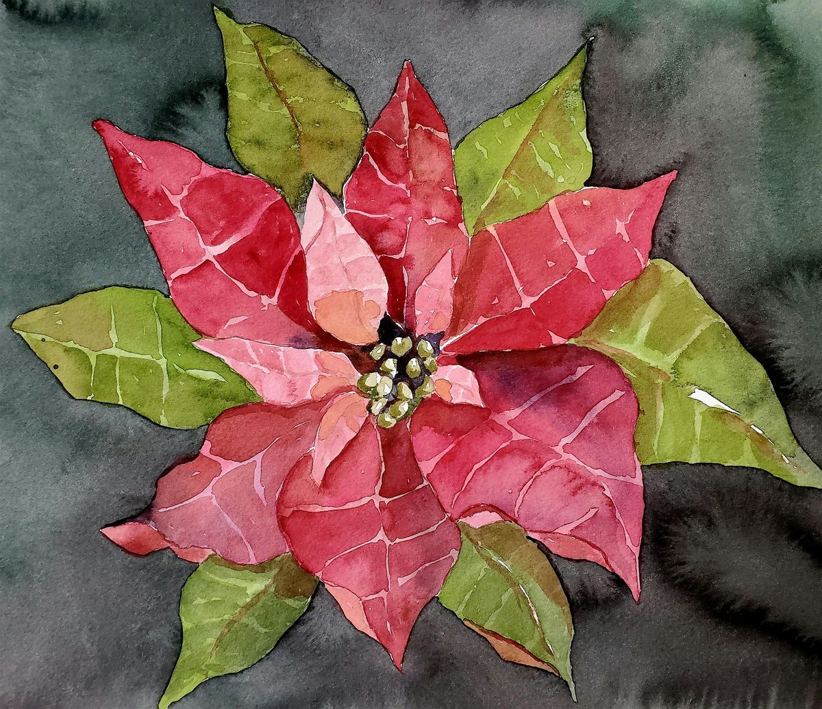 Watercolor Poinsettia