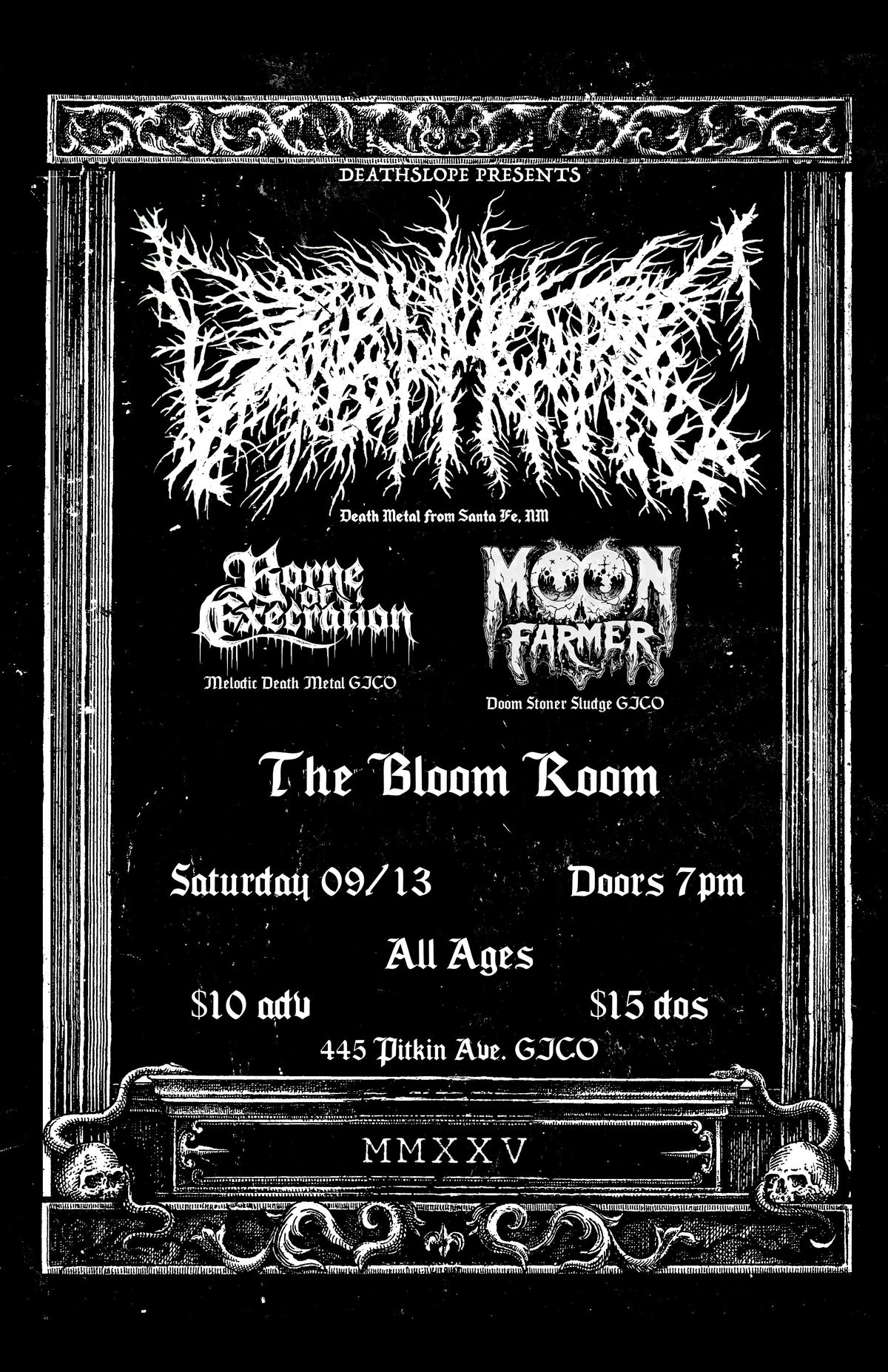 Dysphotic, Bourne of Execration, & Moonfarmer @ The Bloom Room