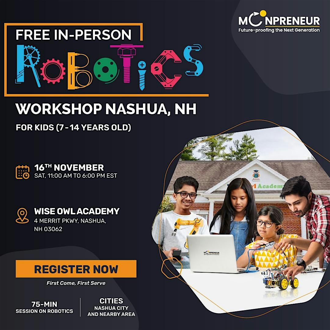 In-Person Robotics Workshop For Kids at Nashua, NH