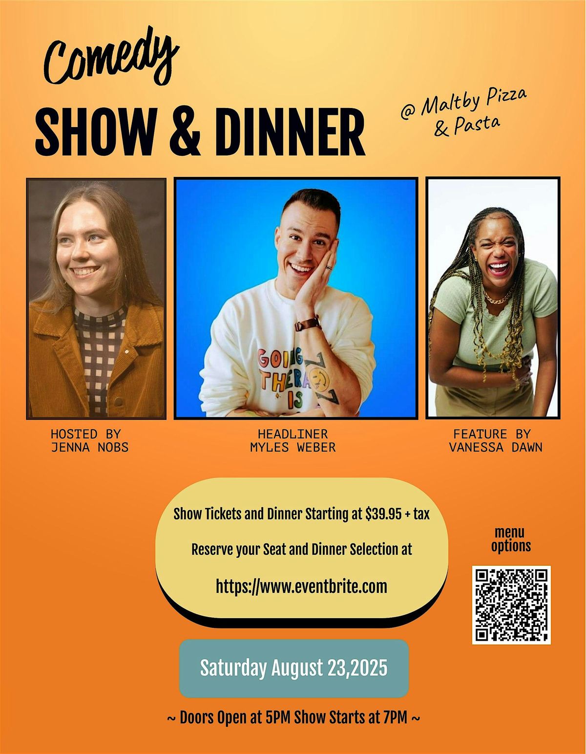 Comedy Show & Dinner included with your ticket purchase !