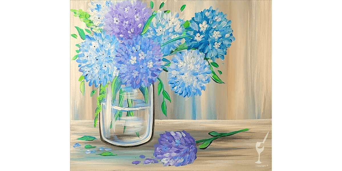 Blue Hydrangeas in Spring - Paint and Sip in Houston | Classpop!\u2122