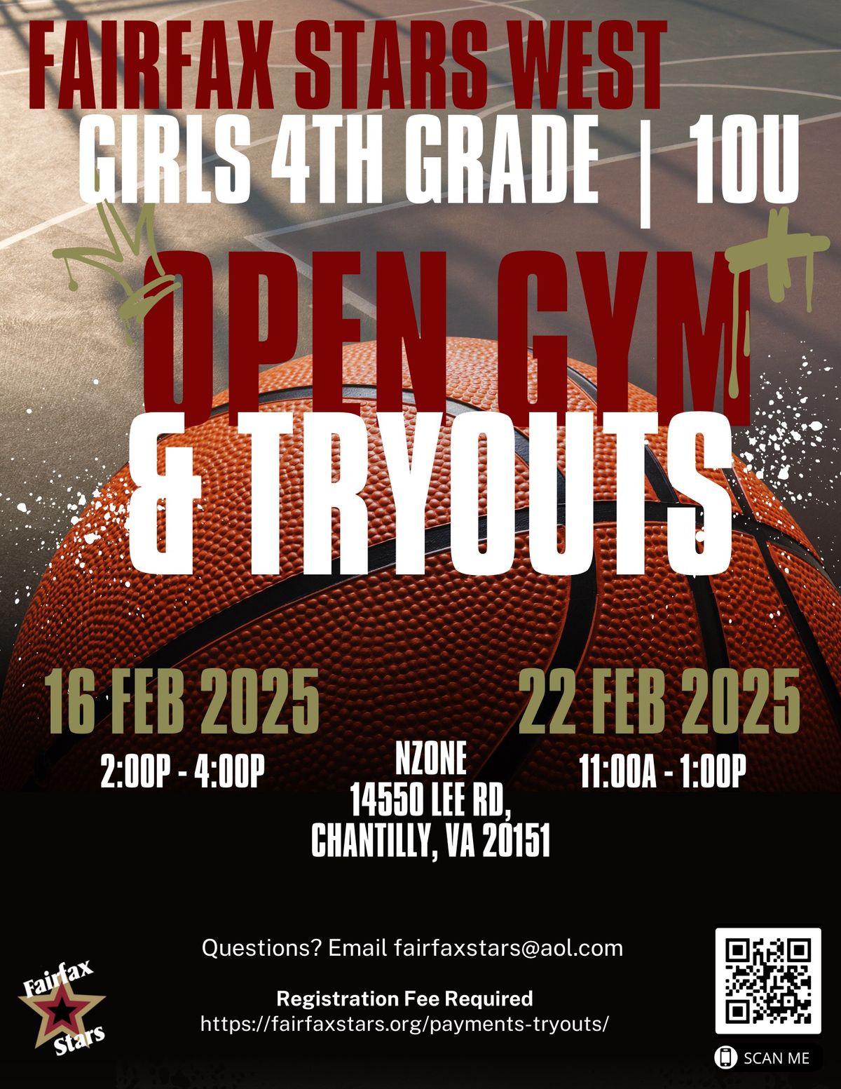 Fairfax Stars West 4th Grade Girls' Basketball Tryouts