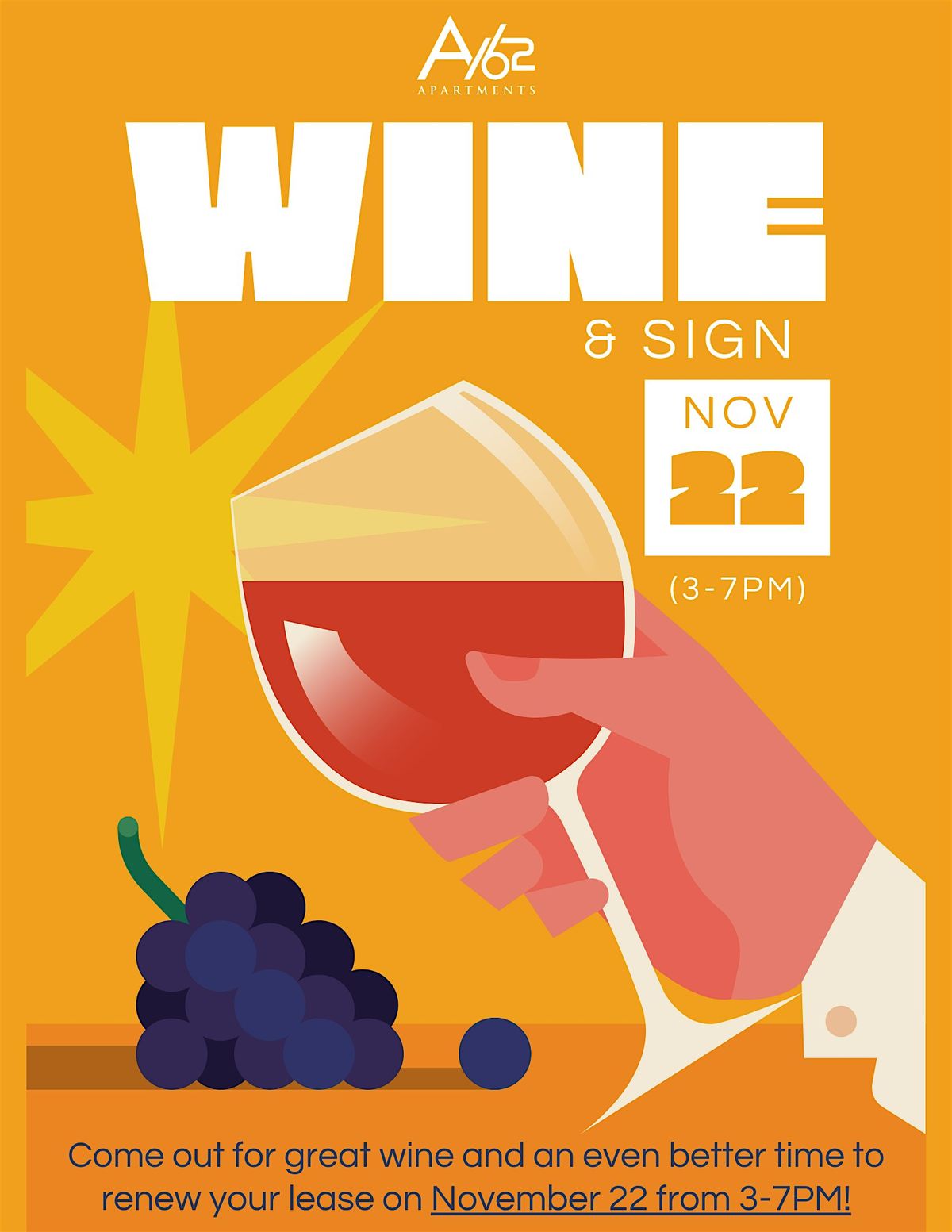 A\/62 Apartments Wine & Sign Renewal Event