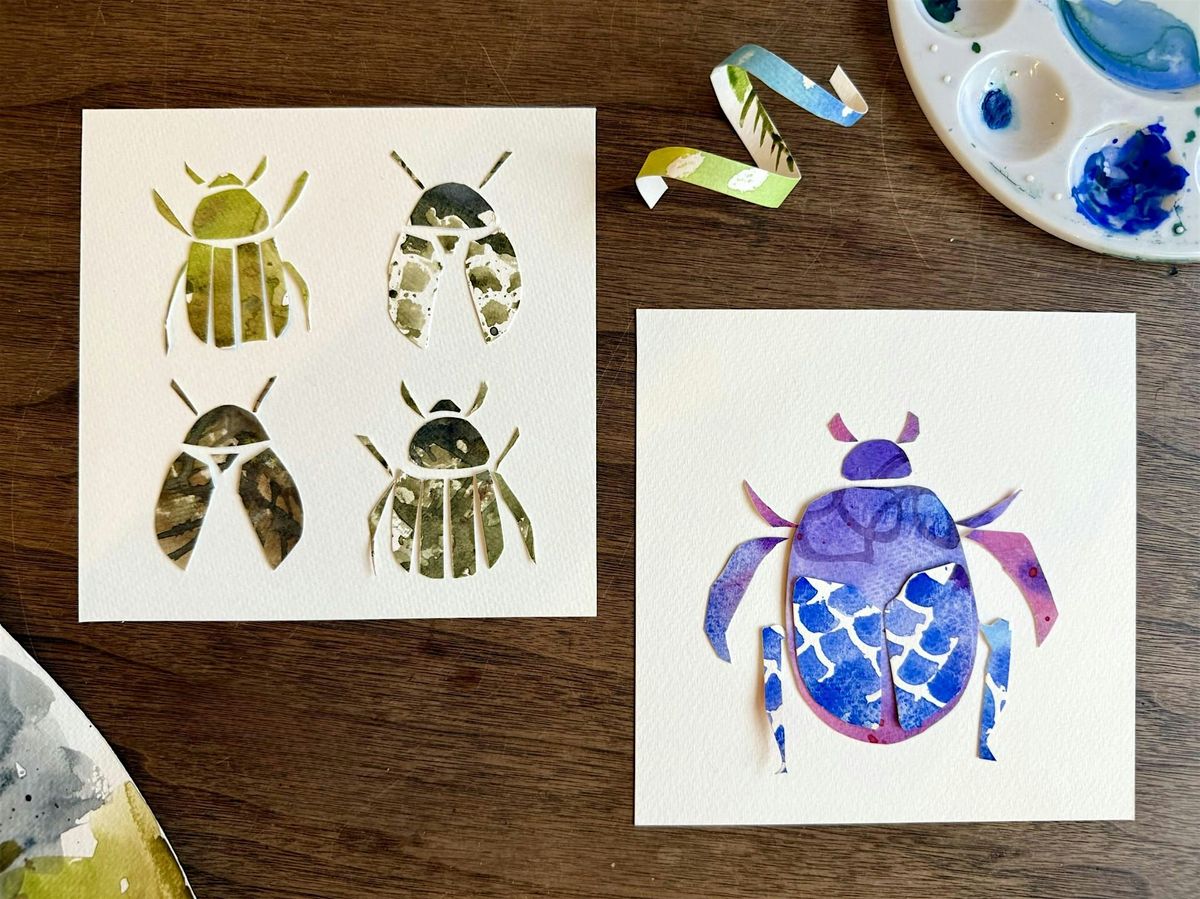 Watercolor Collage: Beetles