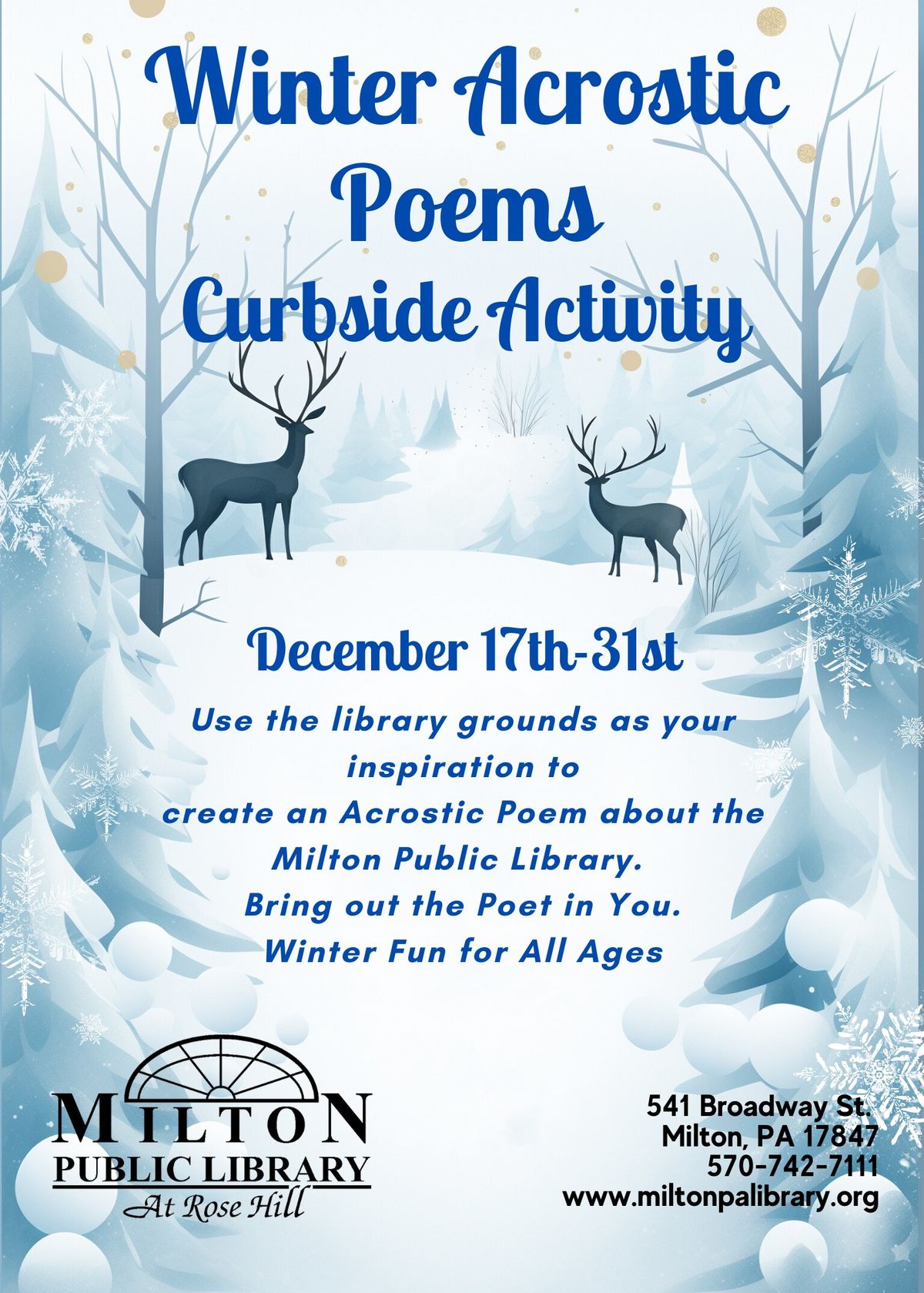 Winter Acrostic Poems: Curbside Activity