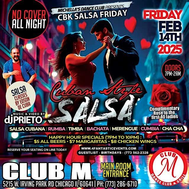 Cuban Style Valentine Salsa Friday (Free Rose for Ladies) @ CLUB M