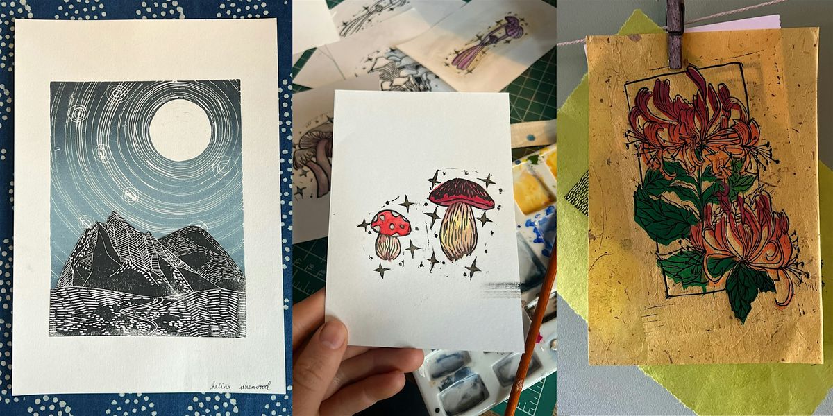 Christmas lino printing workshop \u2013 cards, tags and wrap
