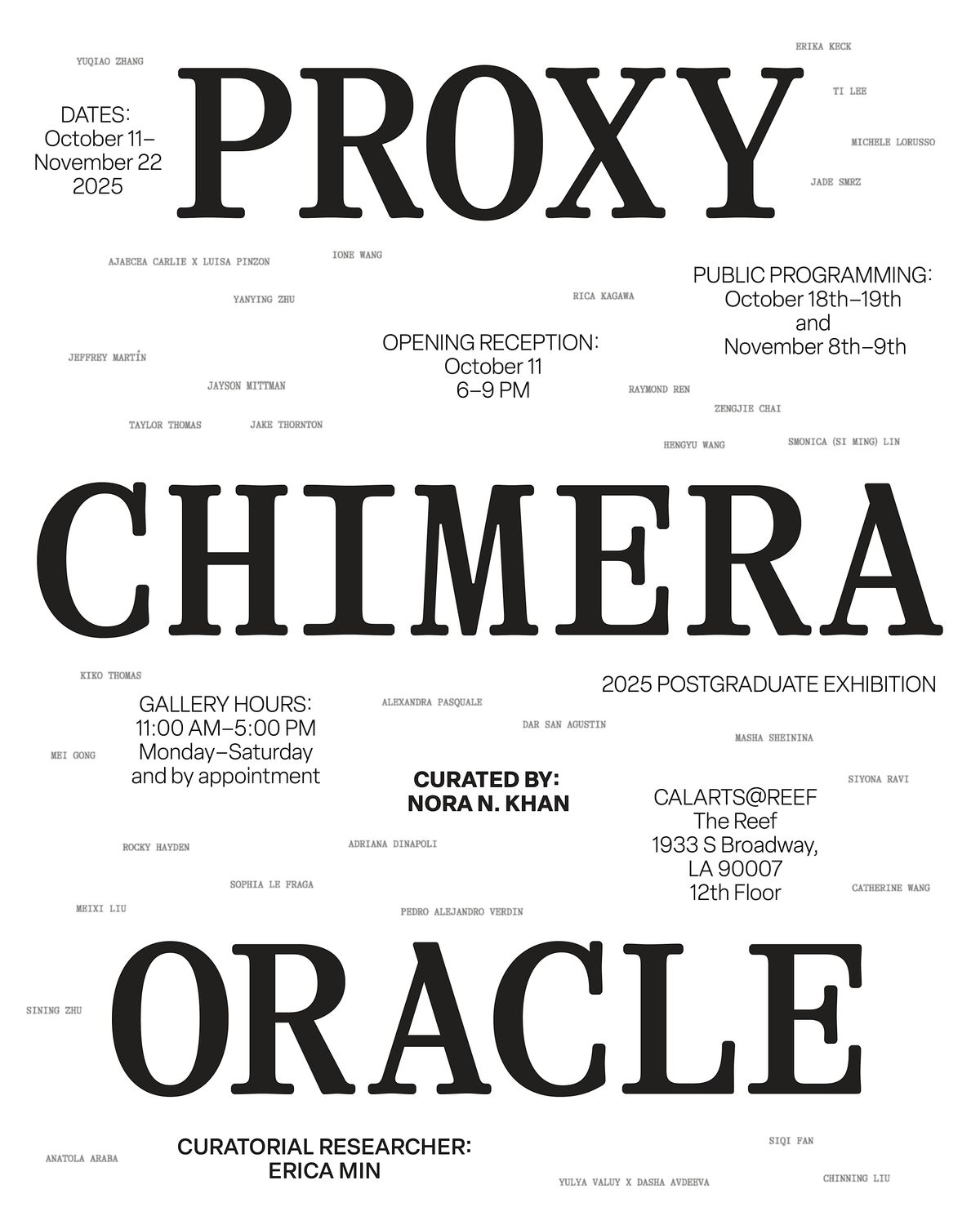 2025 CalArts Postgraduate Exhibition: Proxy, Chimera, Oracle