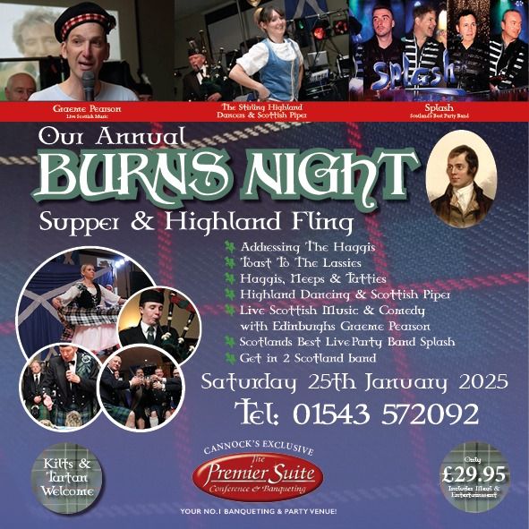 Our annual Burns Night Supper & Highland Fling at The Premier Suite, Cannock